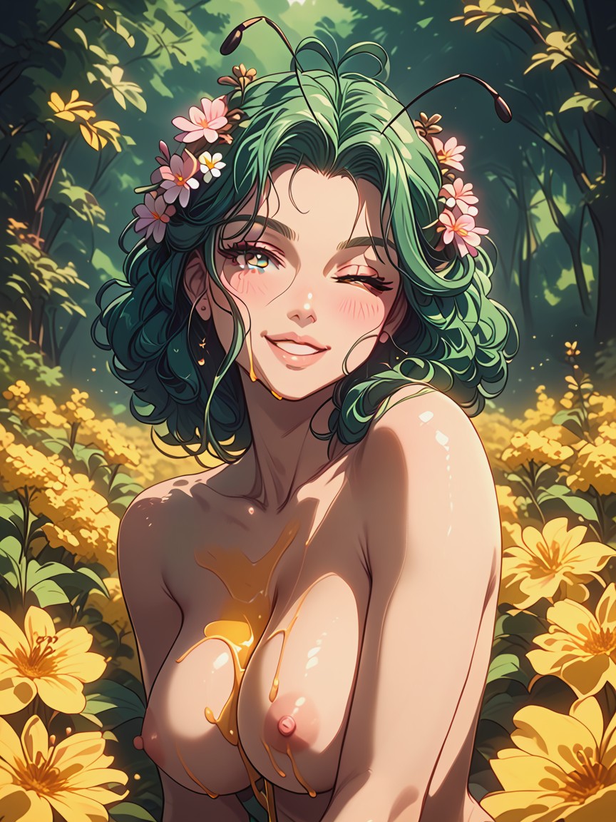 Full Body Shot, 20+, Long Green Hair AI Porn