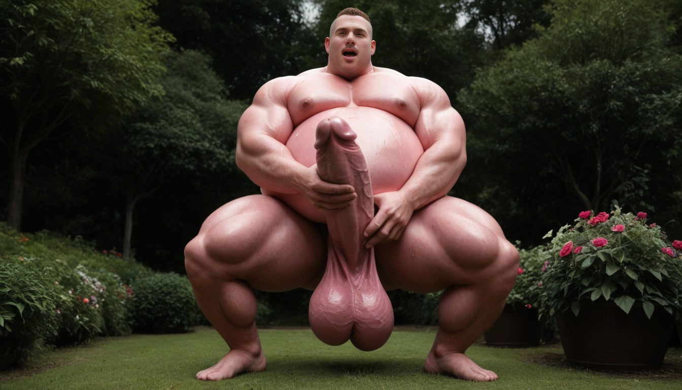 Shaking, Oily, Round Belly AI Gay Porn