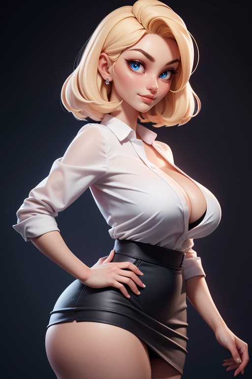 Blonde Hair, Thick Thighs, Side View Hentai AI Porn