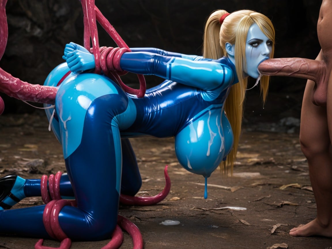 Extremely Beautiful Samus Mounted And Fucked By Huge Metroid Brain Monster In Ass, Ass Up In The Air, Hogtied With Tentacles AI Porn