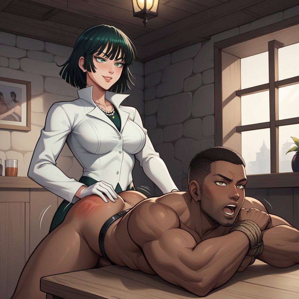 Dungeon, African Man, African Man Hogtied With Rope Hentai AI Porn