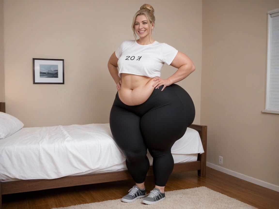 Happy, Front View, Disproportionately Huge Hips AI Porn