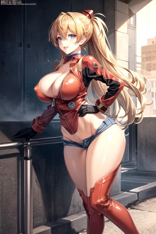 Top Quality Wallpaper Ultra Pro Resolution, Cuerpo Completo, Background Of Blue Sky And Road Backlight Hentai IA