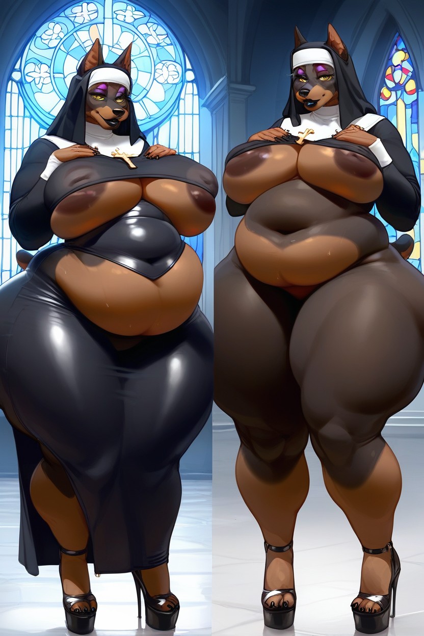 Form Fitting Clothes, Chubby, Hyper Chubby Thighs Furry AI Porn