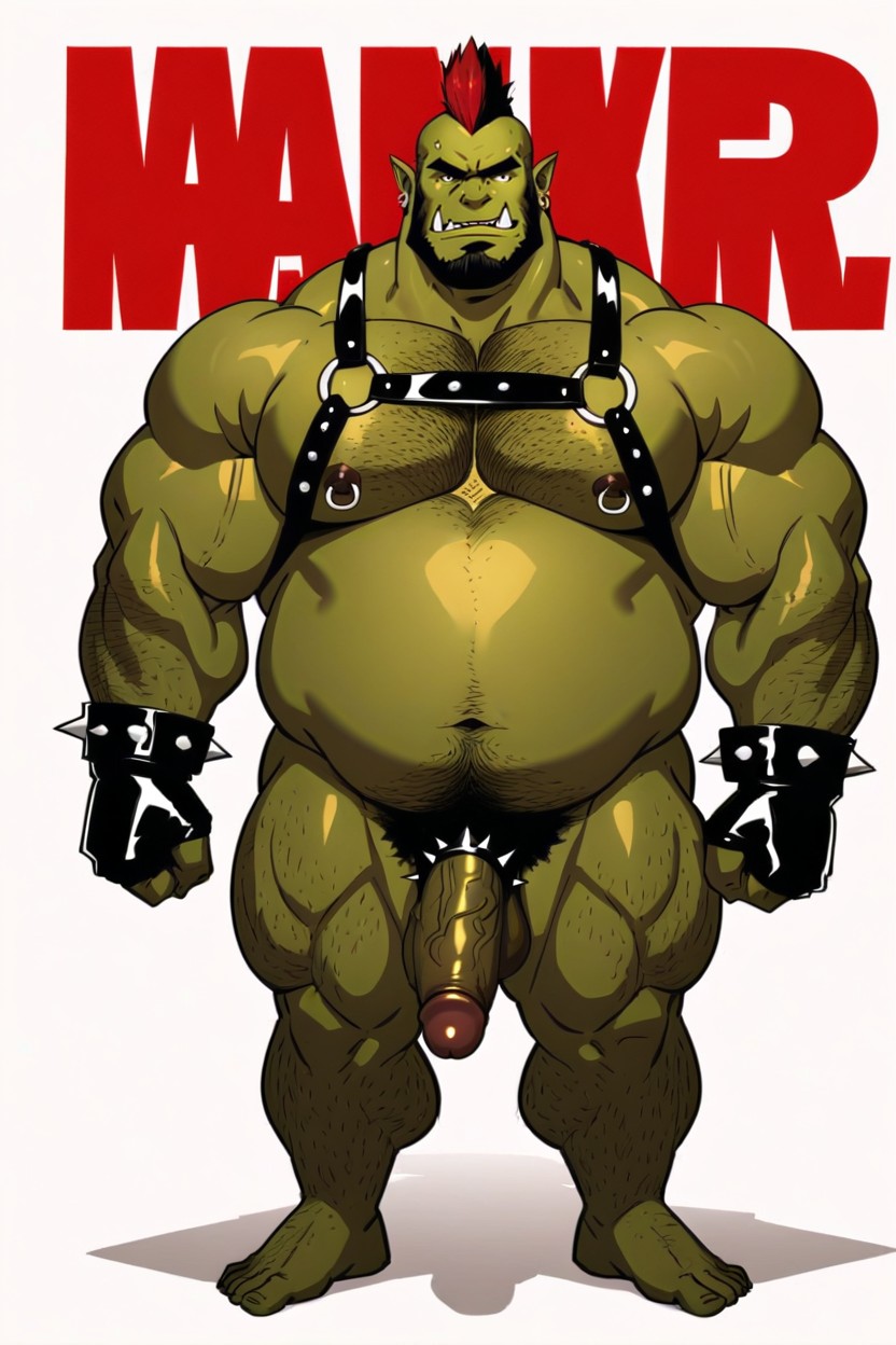 綠色皮膚, Full Body, Green Skin Orc AI同性戀黃片