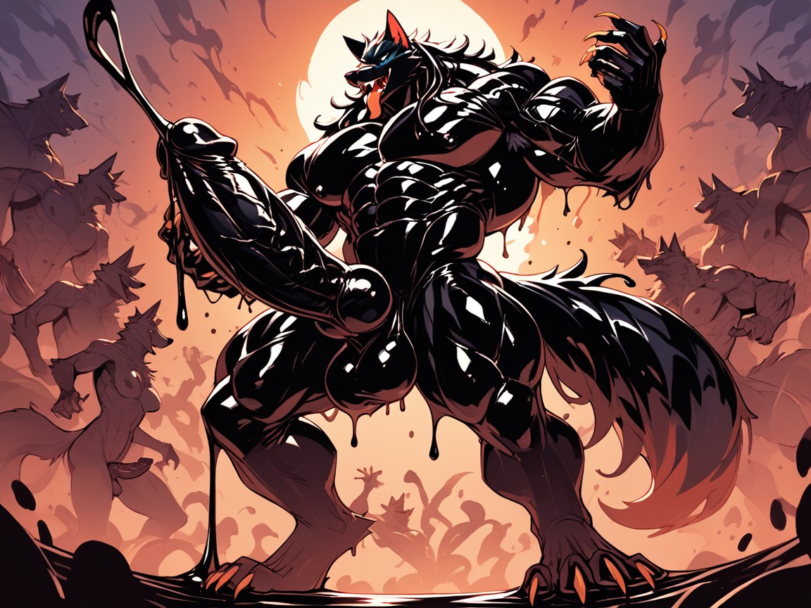 Blue Eyes, Dripping Black Goo, Dancers Splashed With Cum Furry AI Porn