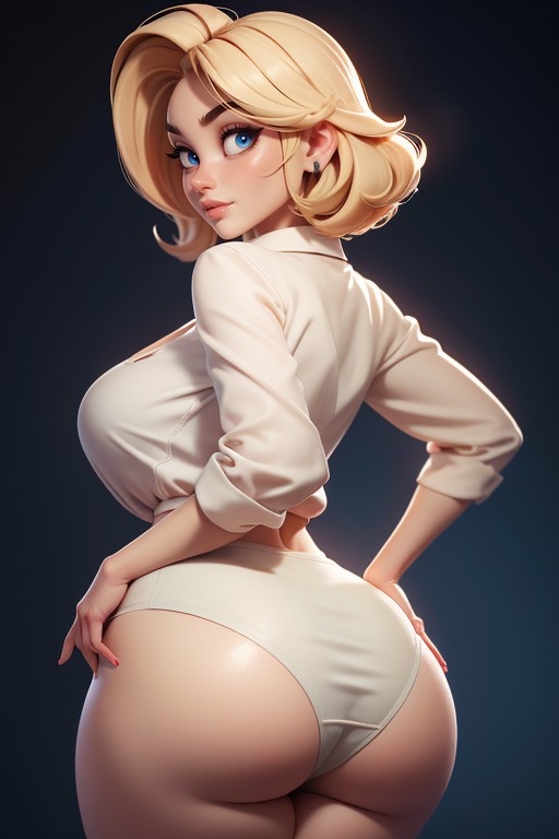 Curvy Hips, Blonde Hair, Lifting Skirt Hentai AI Porn