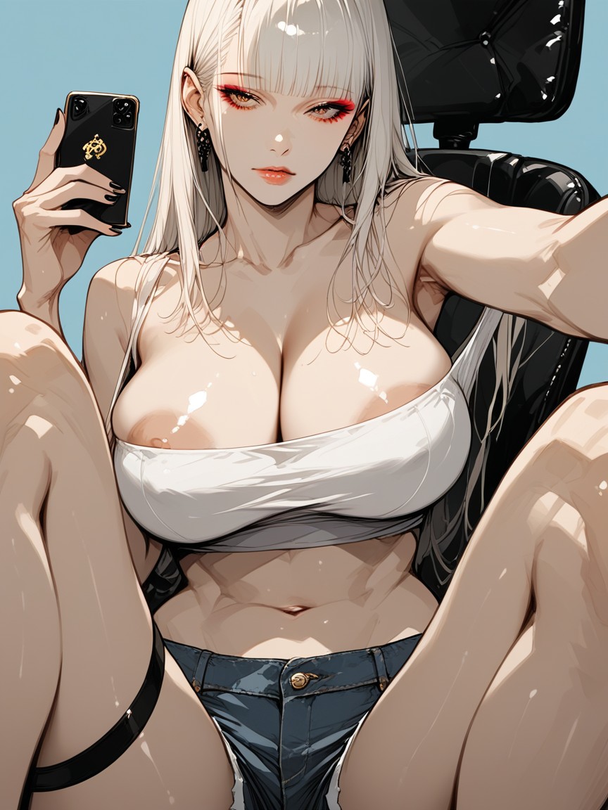 Straight, Large Breast, Black Rings On All Fingers Hentai AI Porn