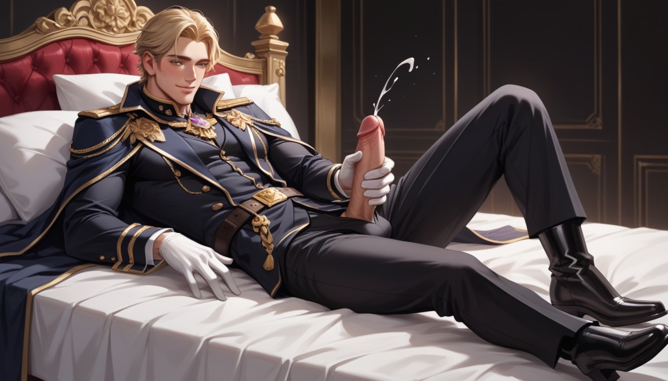 Laying, One Man, Royal Bed Background AI Gay Porn