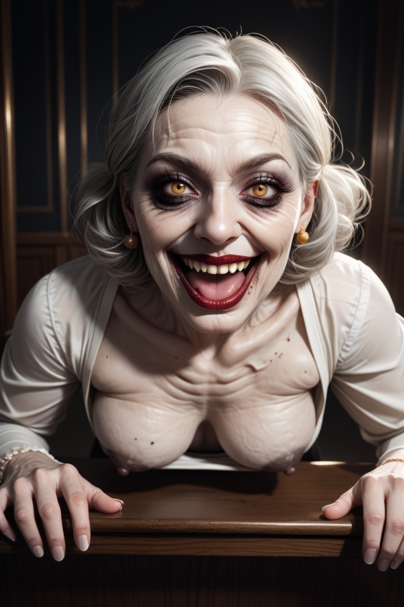 Exposed Black Areola, Smeared Makeup, Horror Hentai AI Porn