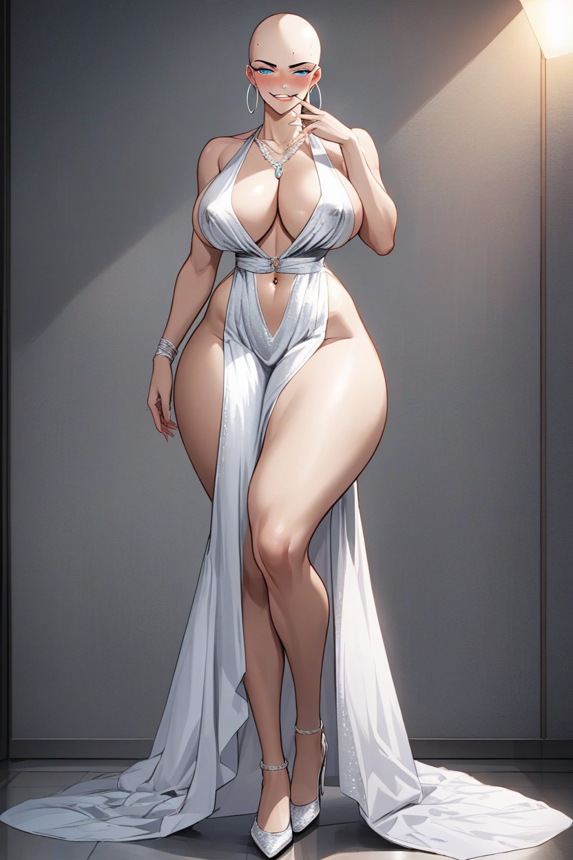 Unbuttoned Clothes, Makeup, Belly Button Furry AI Porn