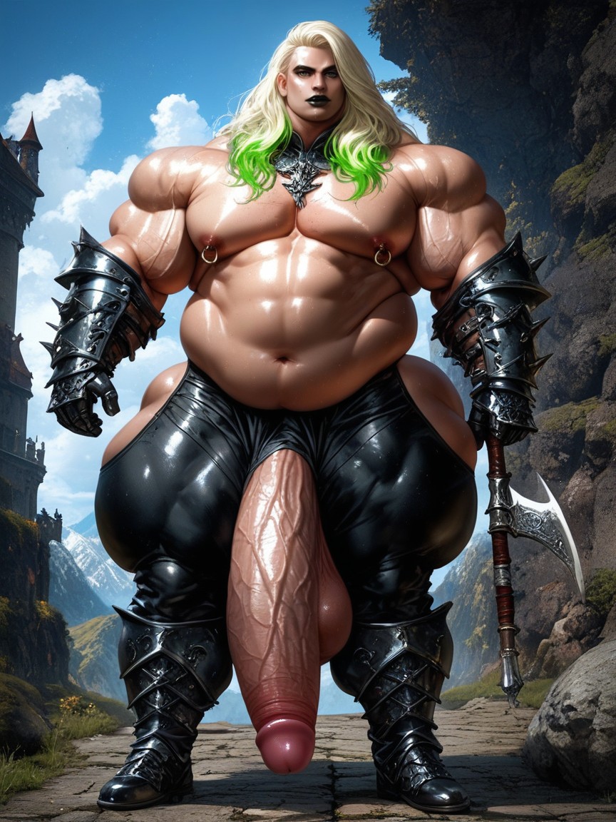 Gigantic Scrotum, Long Cock, Long Hair AI Gay Porn