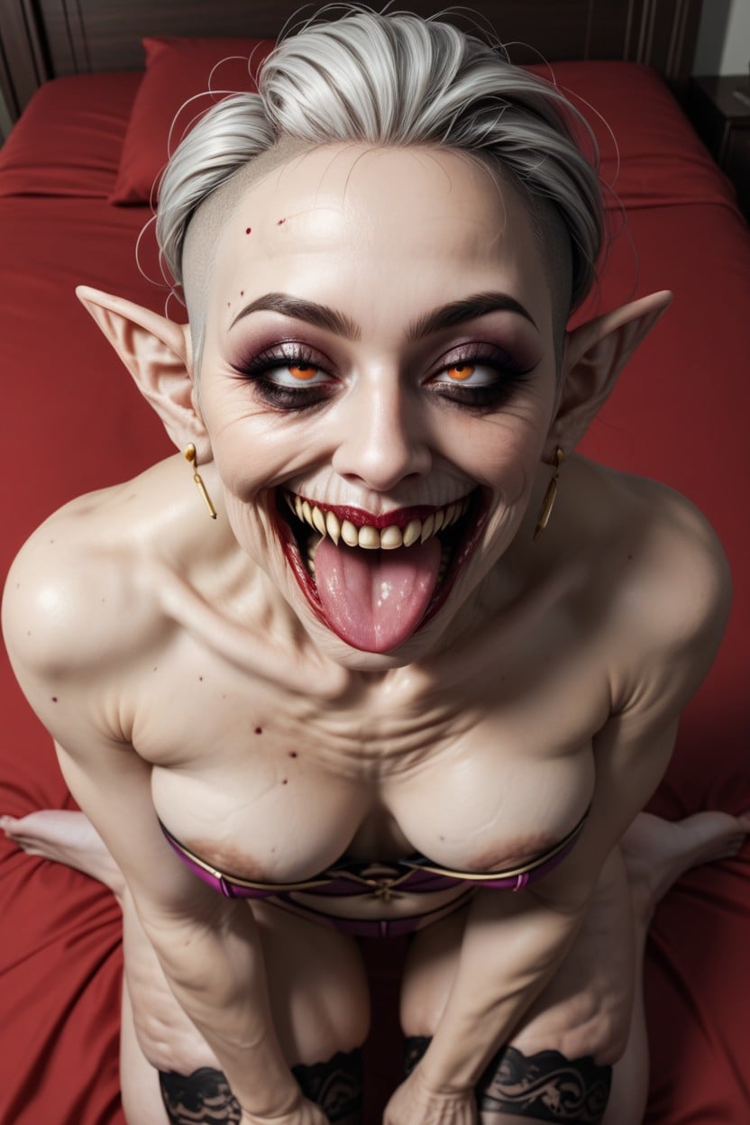 Happy Trail, Wide Open Mouth, Wide Open Eyes Shaved Head Hentai AI Porn