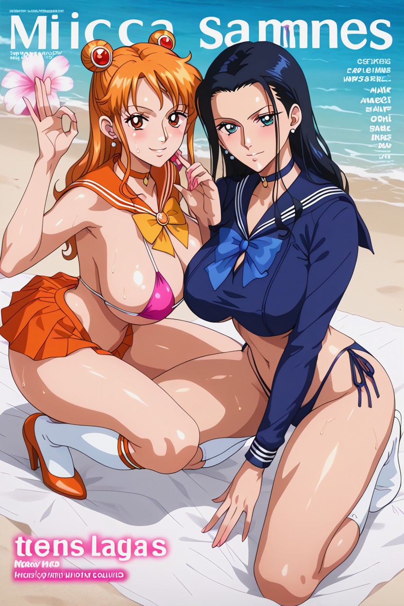 Sailor Moon Style, Orange Sailor Costume, Nico Robin Porno IA Hentai