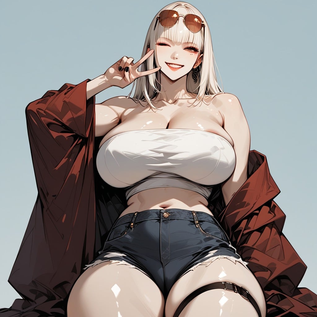 Winking With An And Smile, Gal Makeup, Bust Shot Hentai AI Porn