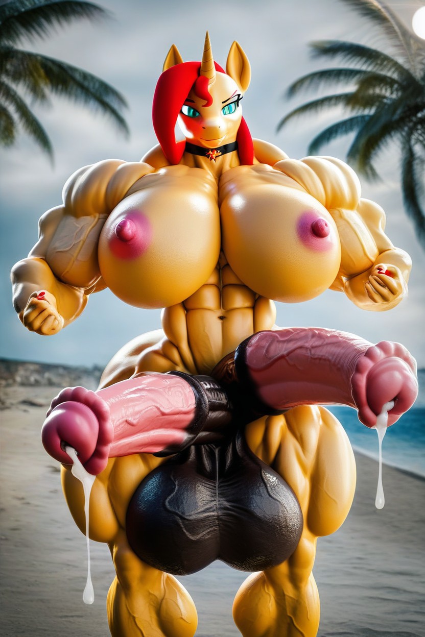 Sunset Shimmer, Curvy, Hyper Penis Size Furry AI Porn