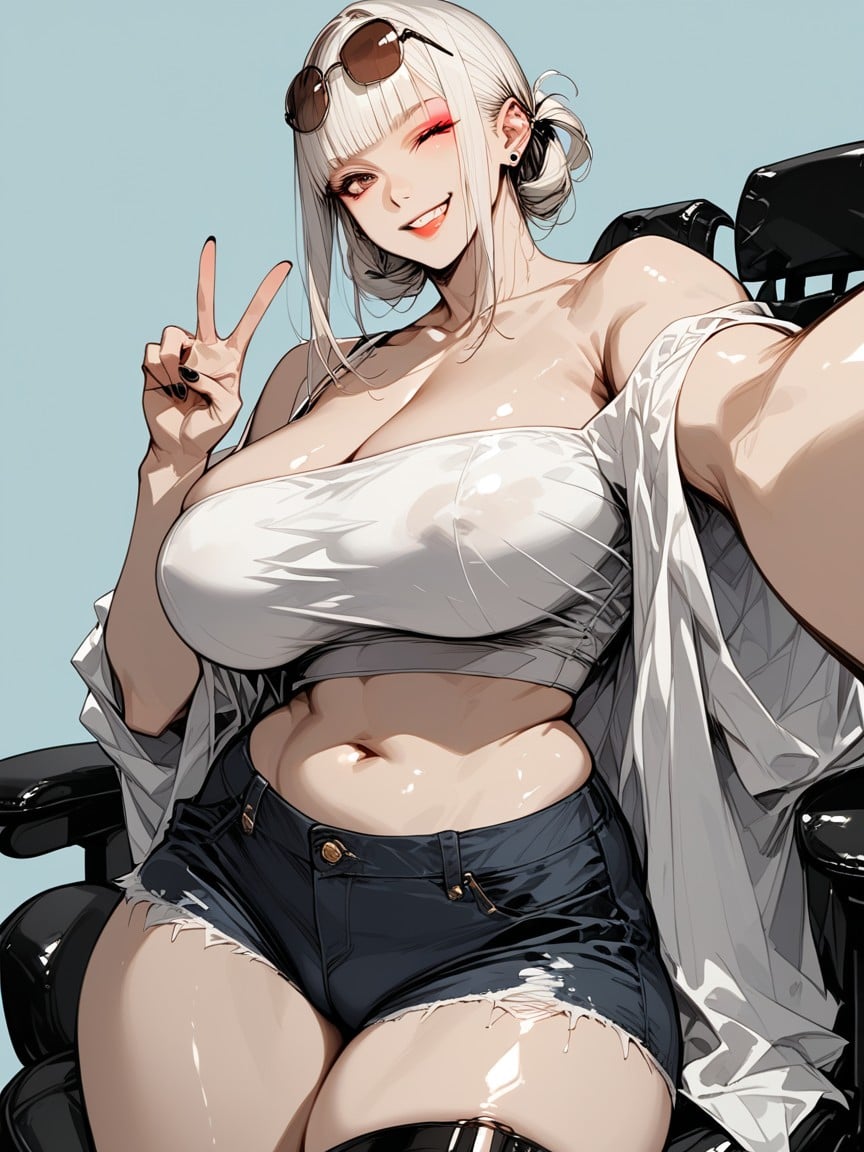 Jean Shorts, Large Ass, Form Fitting Clothes Hentai AI Porn