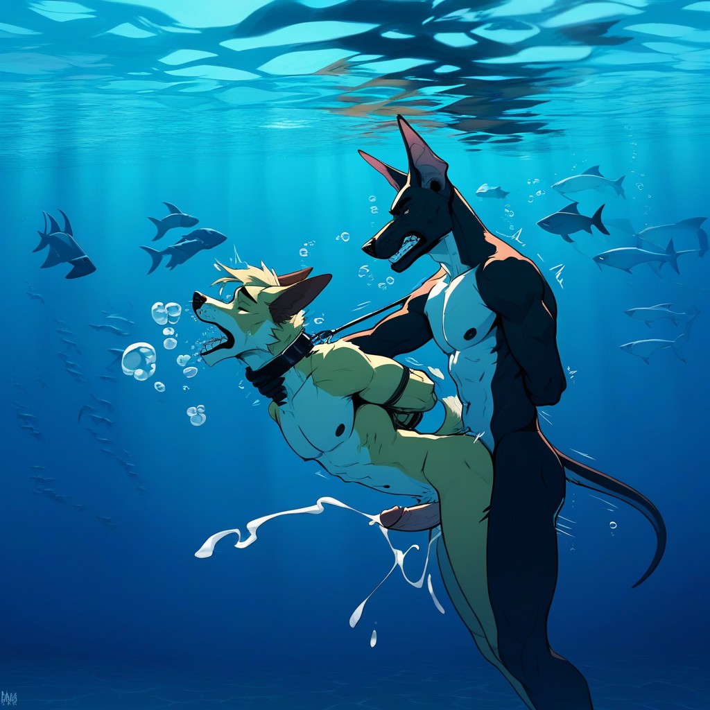 Drowning, Naked, Large Ass Furry AI Porn