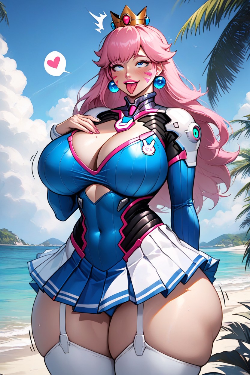 Blue Eyes Pink Lipstick, Very Big Ass, Perfect Figure Body AI Porn