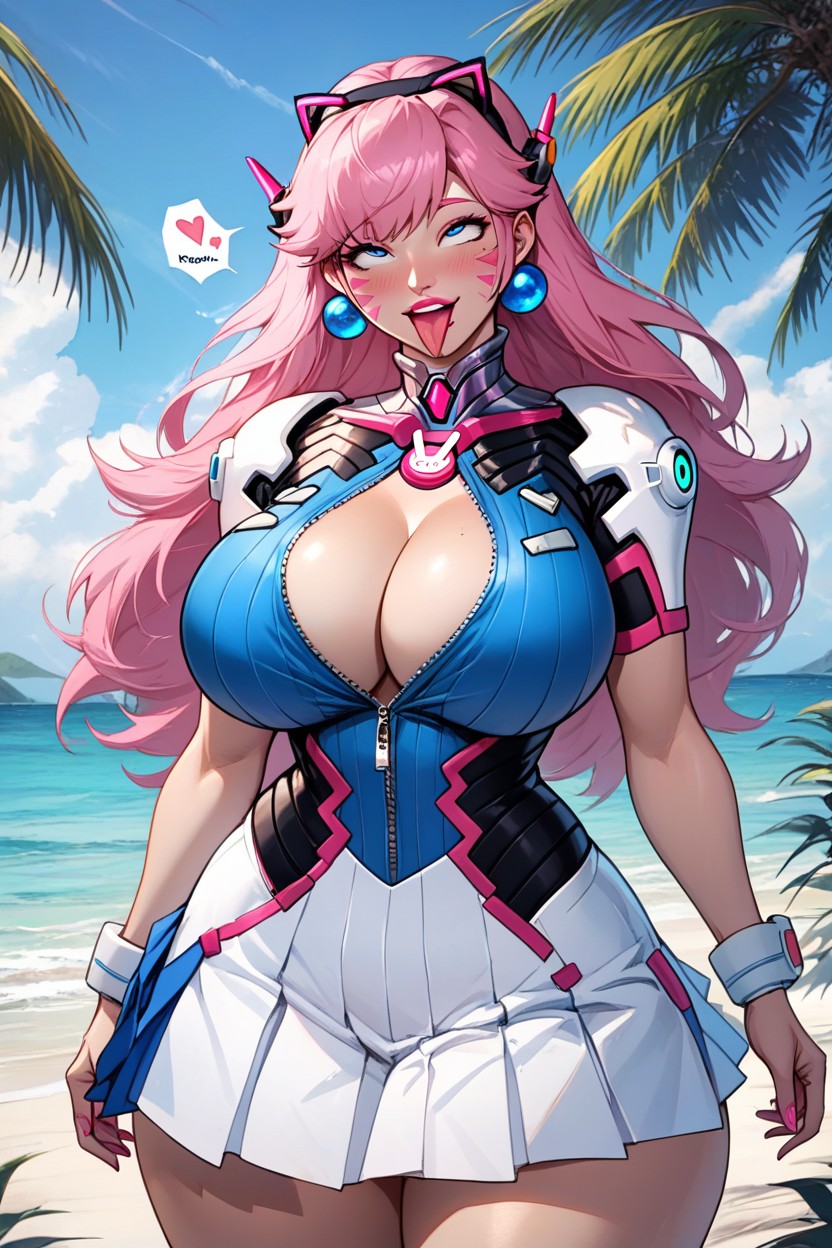 Ahegao, Opening In The Chest, On A Beach AI Porn
