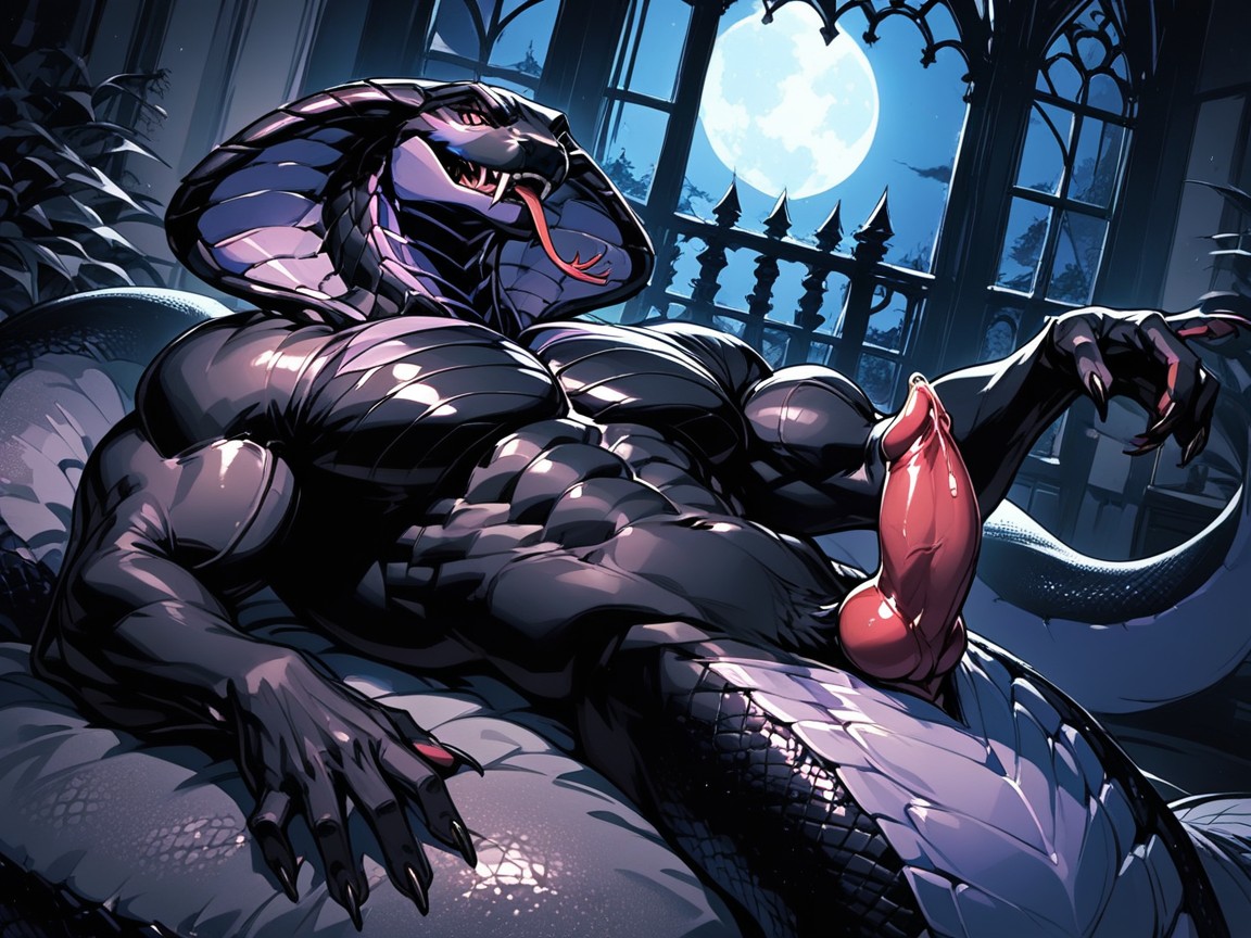 Scaled Chest, Tapering Penis, Waist Shot Furry AI Porn