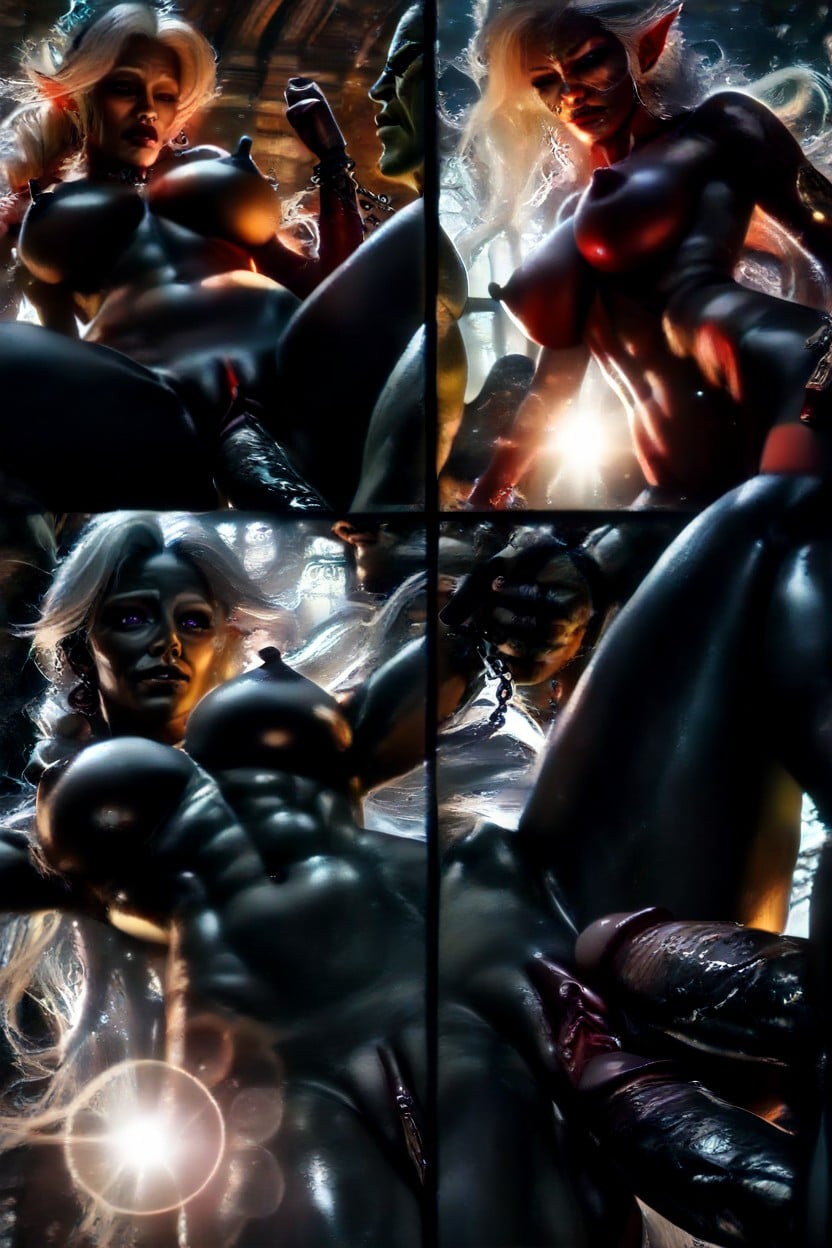 White Hair, Thick Nipples, Small Breast Hentai AI Porn