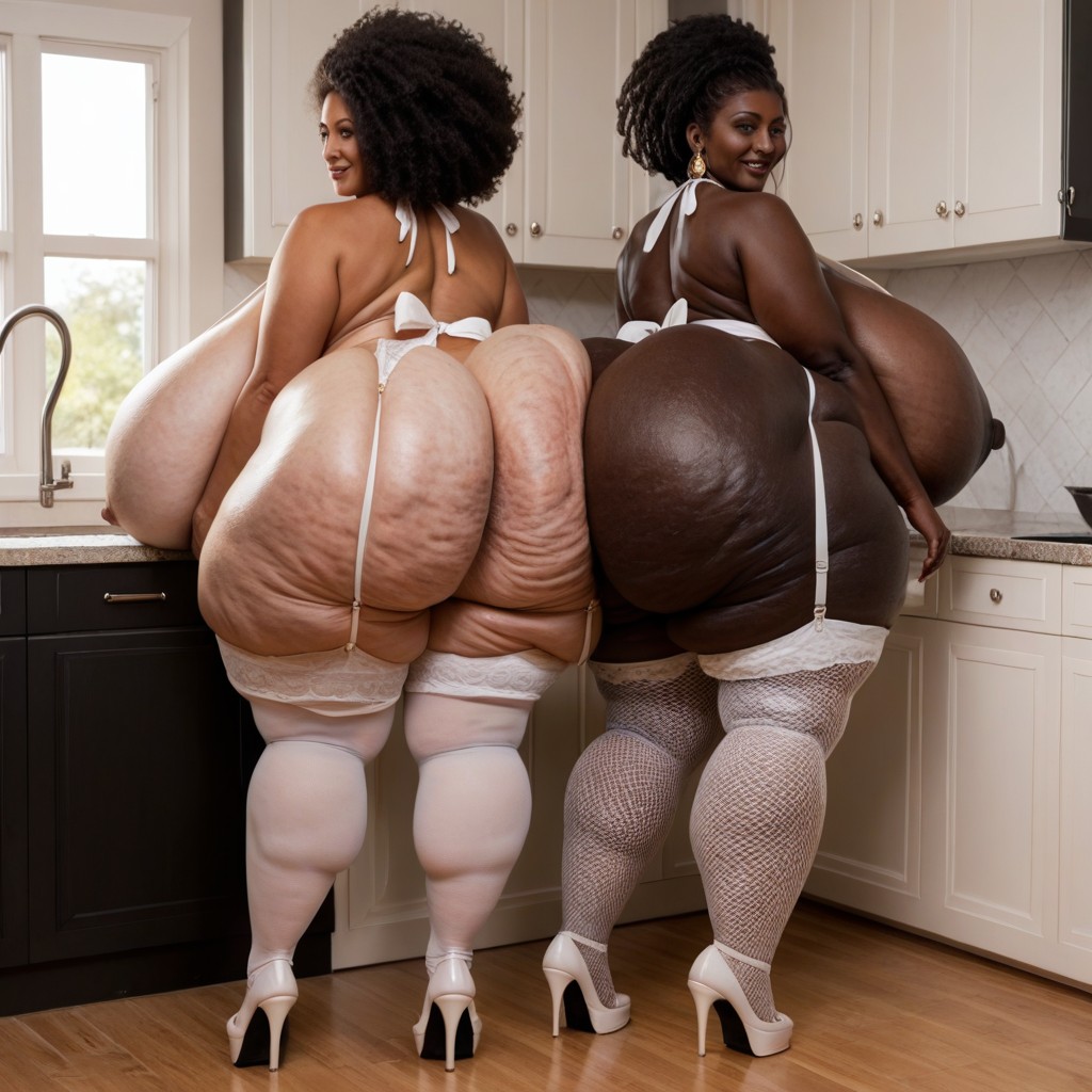 African, Standing, Kitchen BBW AI Porn