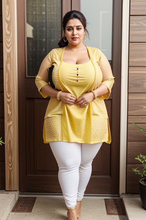 Wearing Yellow Kurta, Breast Expansion, Bbw AI Porn