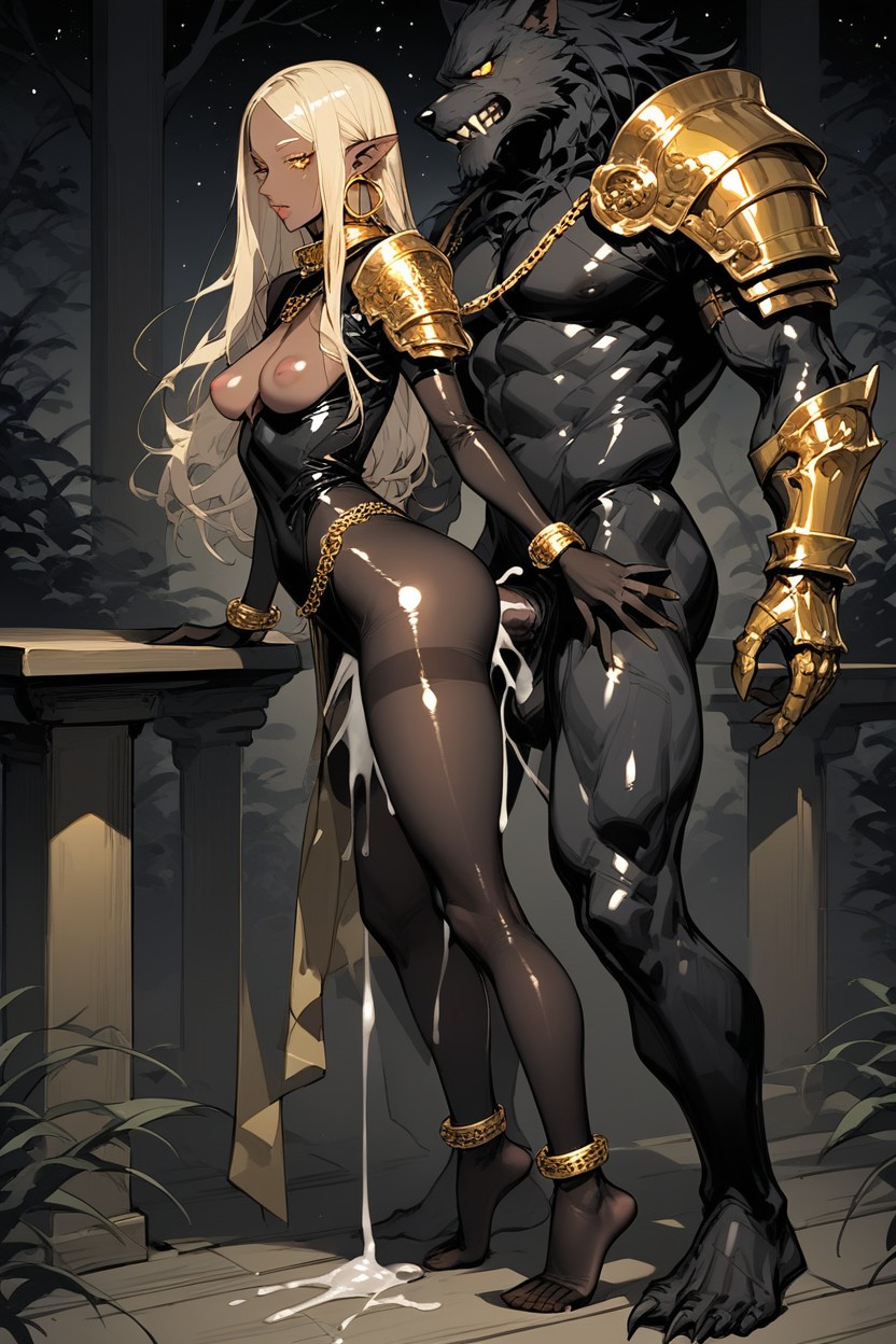 Long Pointed Ears, Feet In Nylon, Gold Belly Chain Porno IA Hentai