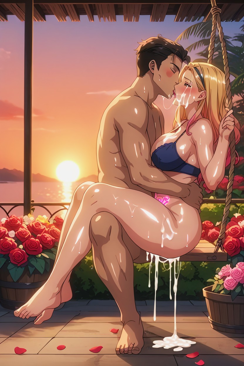 Sex Without Clothes, Sitting On Top Of A Man, Side View Hentai AI Porn
