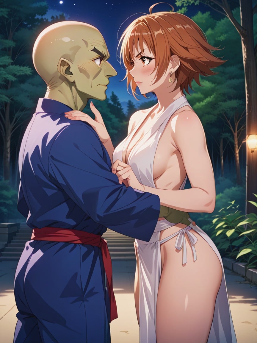 Outdoor, Female Brown Hair, Bigger Female Hentai AI Porn