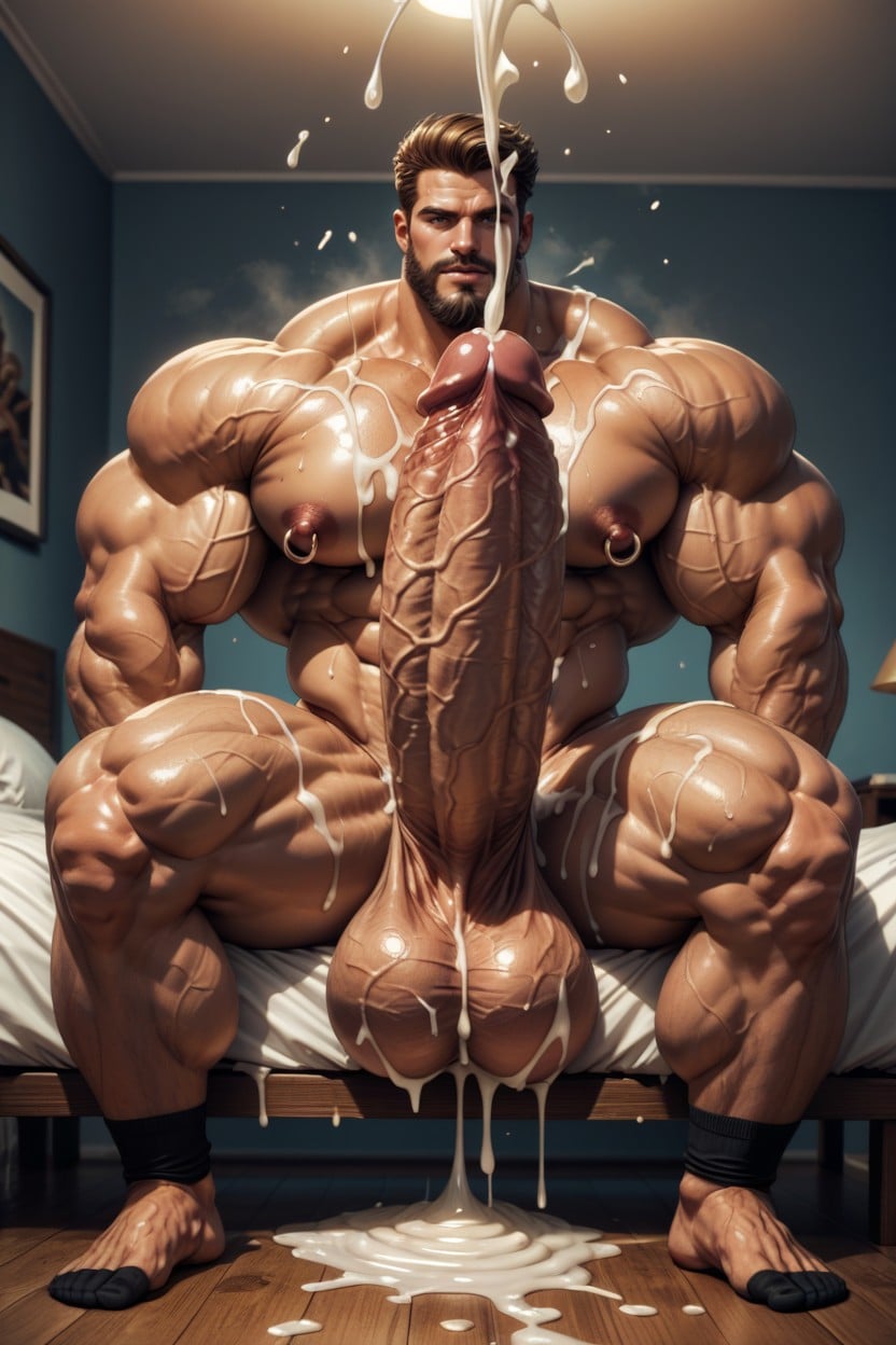 Enormous Penis, Massive Cock, Cum On Chest AI Gay Porn