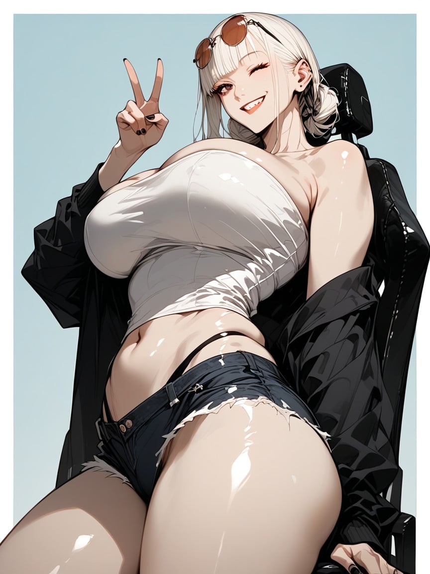 Eyes That Slant Down, Woman With Clear White Beautiful Skin, Black Nails Porno IA Hentai