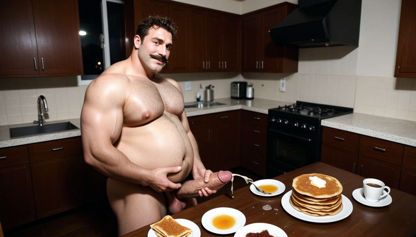 Huge Pecs, Father Masturbates Over Pancakes, Large Ass AI Gay Porn