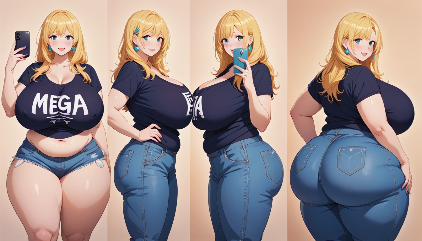 Multiple Views, The Most Perfect Sexy Thick Plump Very Fat Asian American Woman, Hyper Ultra Mega Fat Ass BBW AI Porn