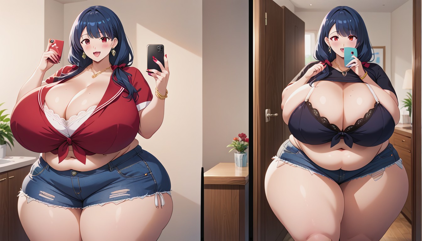 The Most Perfect Gargantuan Fat Breasts Expansion, Hyper Fat Thick Curvy Fuller Figured Asian American College Woman, Breast Expansion BBW AI Porn