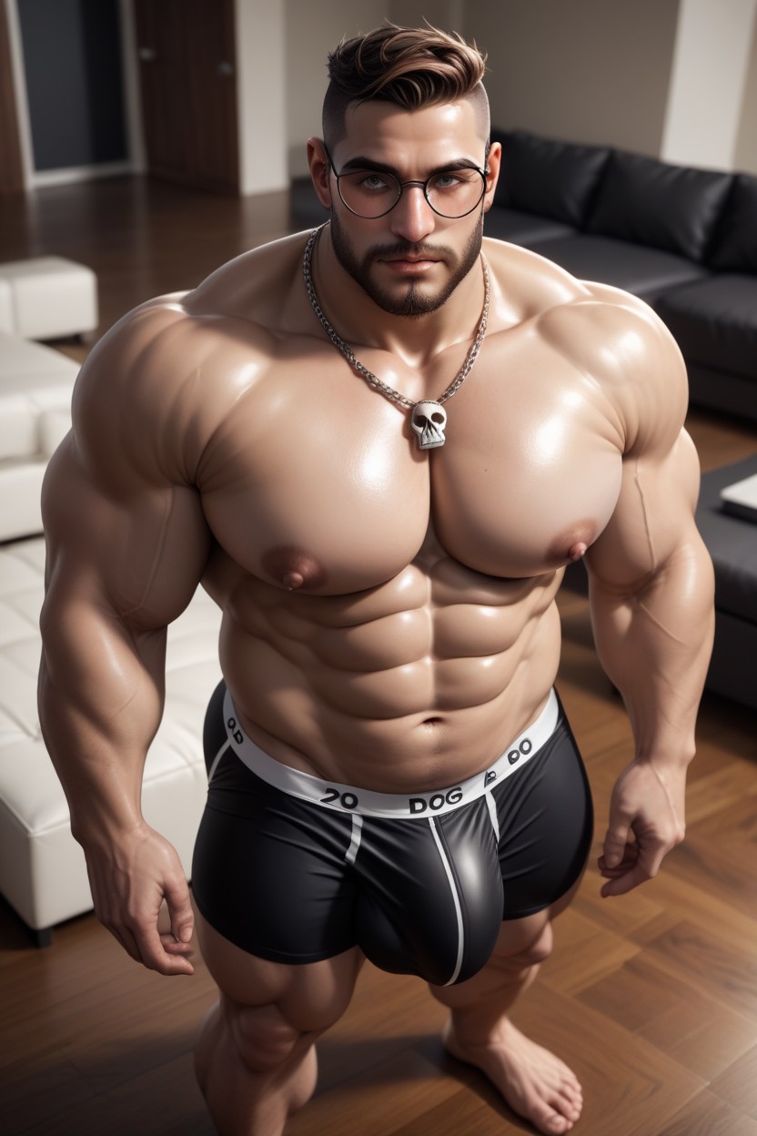 Wide Shoulders, Round Pillowy Pecs, Standing 게이 AI 야짤