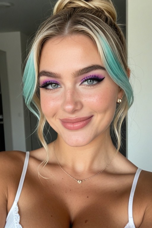 Makeup, Blushing, Blonde Hair AI Porn