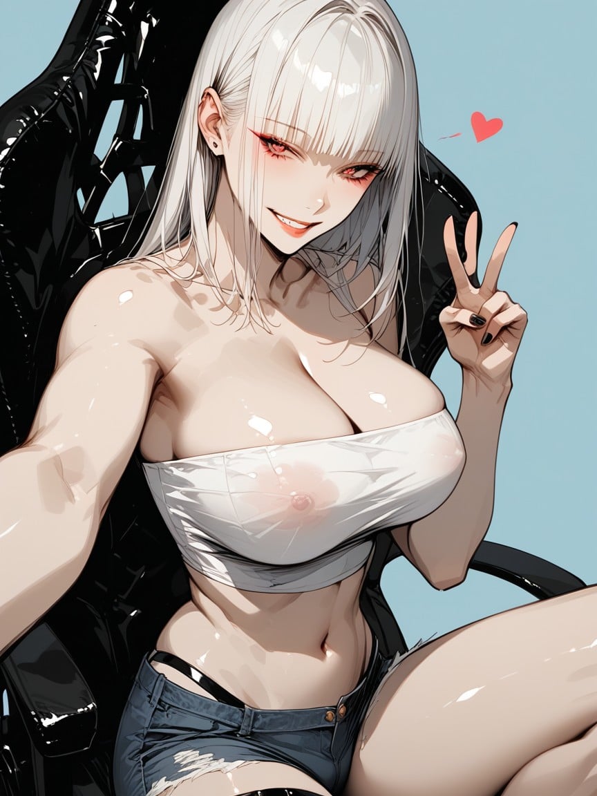 Horny, Hands Near Face, Bust Shot Hentai AI Porn