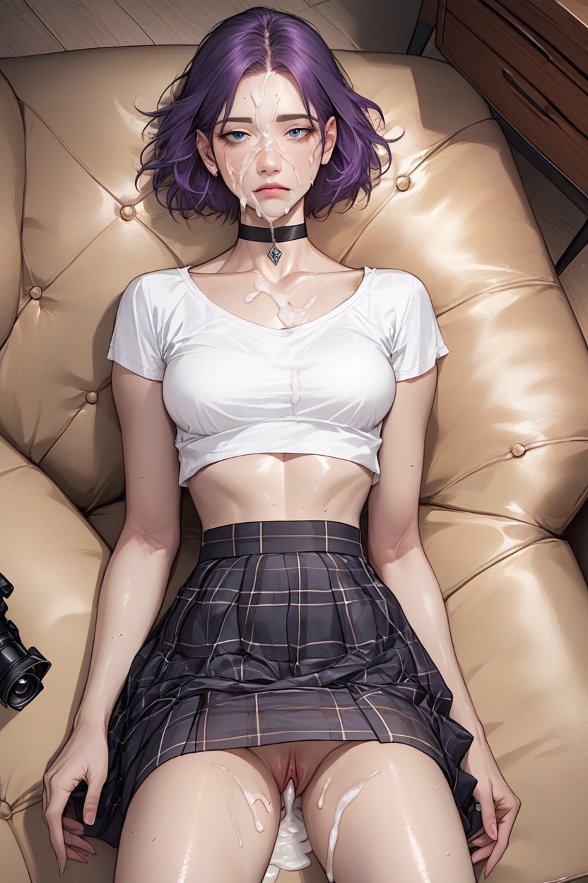18+, Snatched Waist, Purple Hair Hentai AI Porn