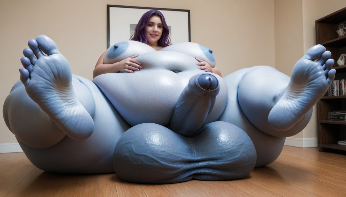 Oversized Belly, Blue Areola, Blue Skin Shemale AI Porn