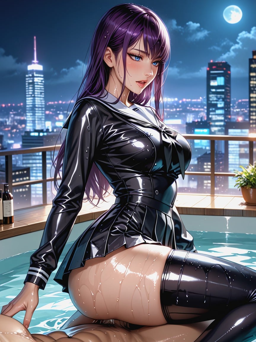 Horny, Shiny Wet Skin, Blushing Hentai IA
