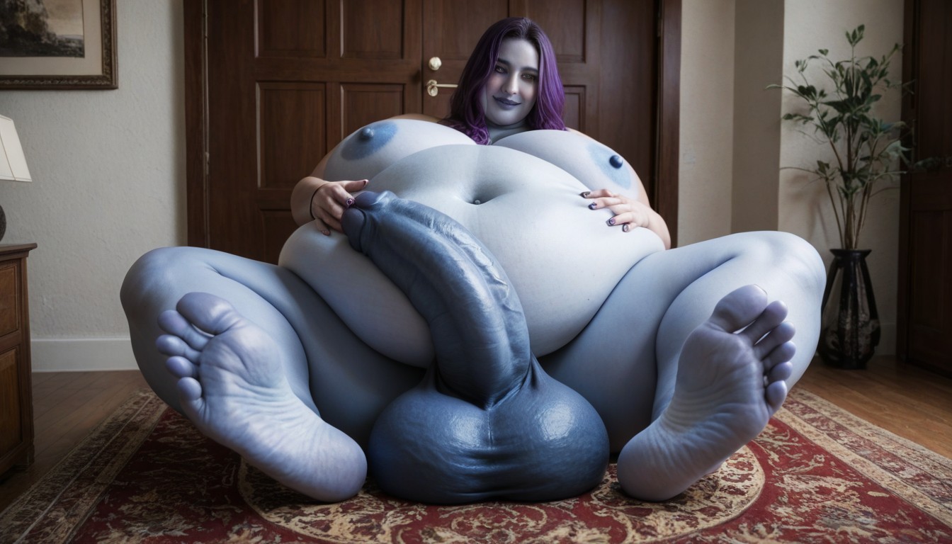 Bloated Belly, Morbidly Obese Belly, Hyper Gigantic Feet Shemale AI Porn