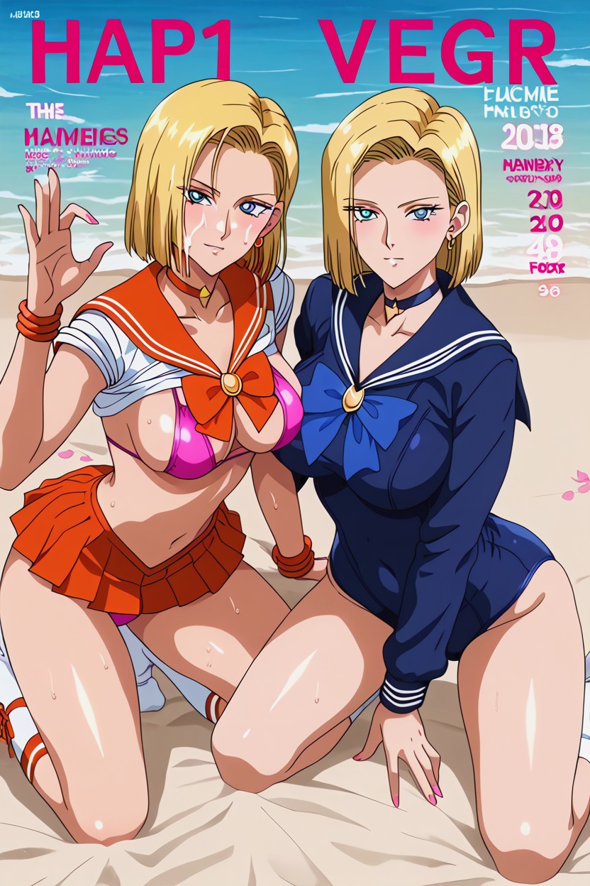 Blush, Ultra Detailed Face, Pink Bikini With Yellow Stars Hentai AI Porn