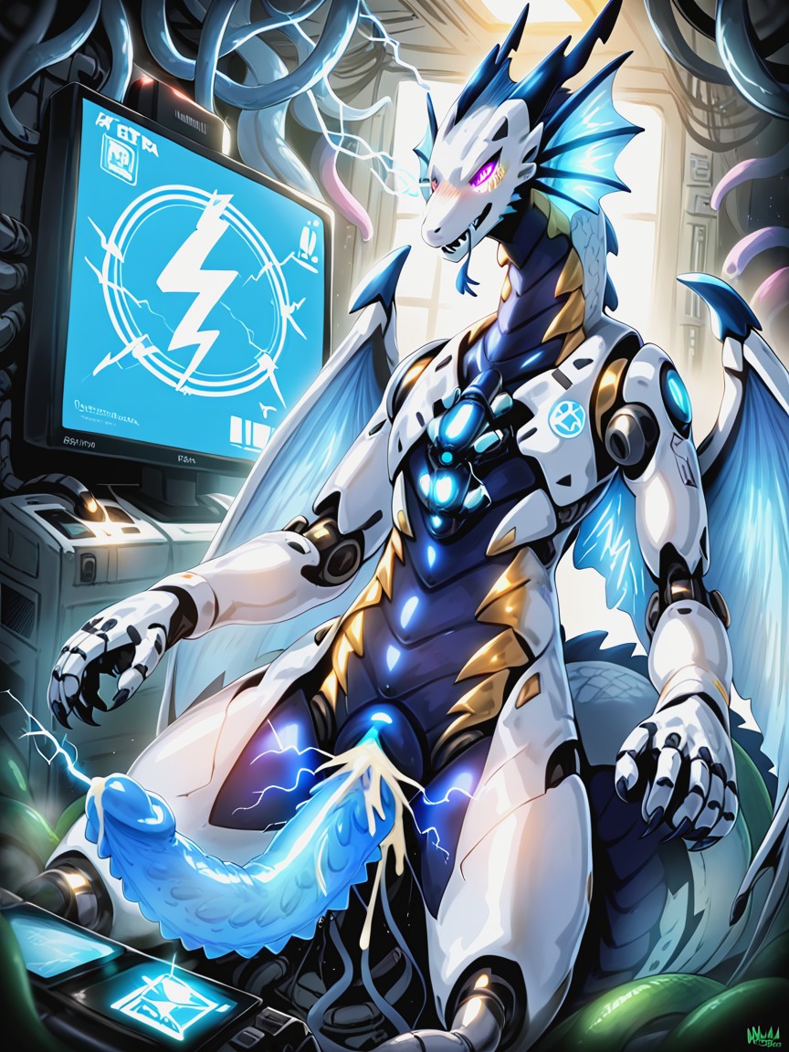 Inside Highly Detailed Machine Chest, Hologram, Claws Hentai AI Porn