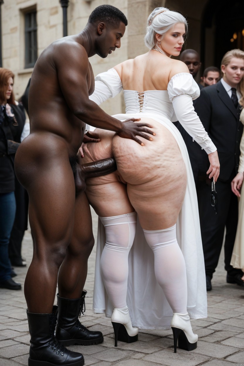 Arched Back, White Hair, Big Wide Hips AI Porn