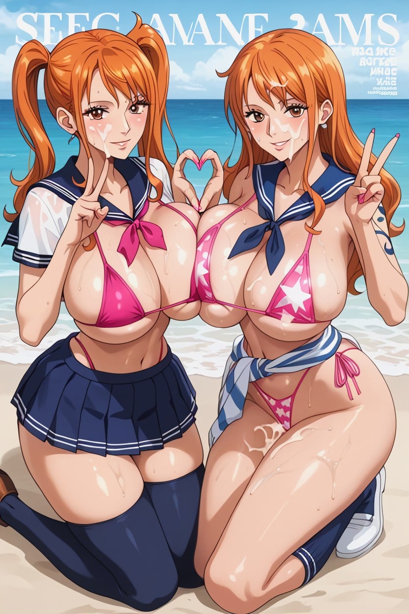 Pink Swimsuit, Ok Sign, Kneeling Hentai AI Porn