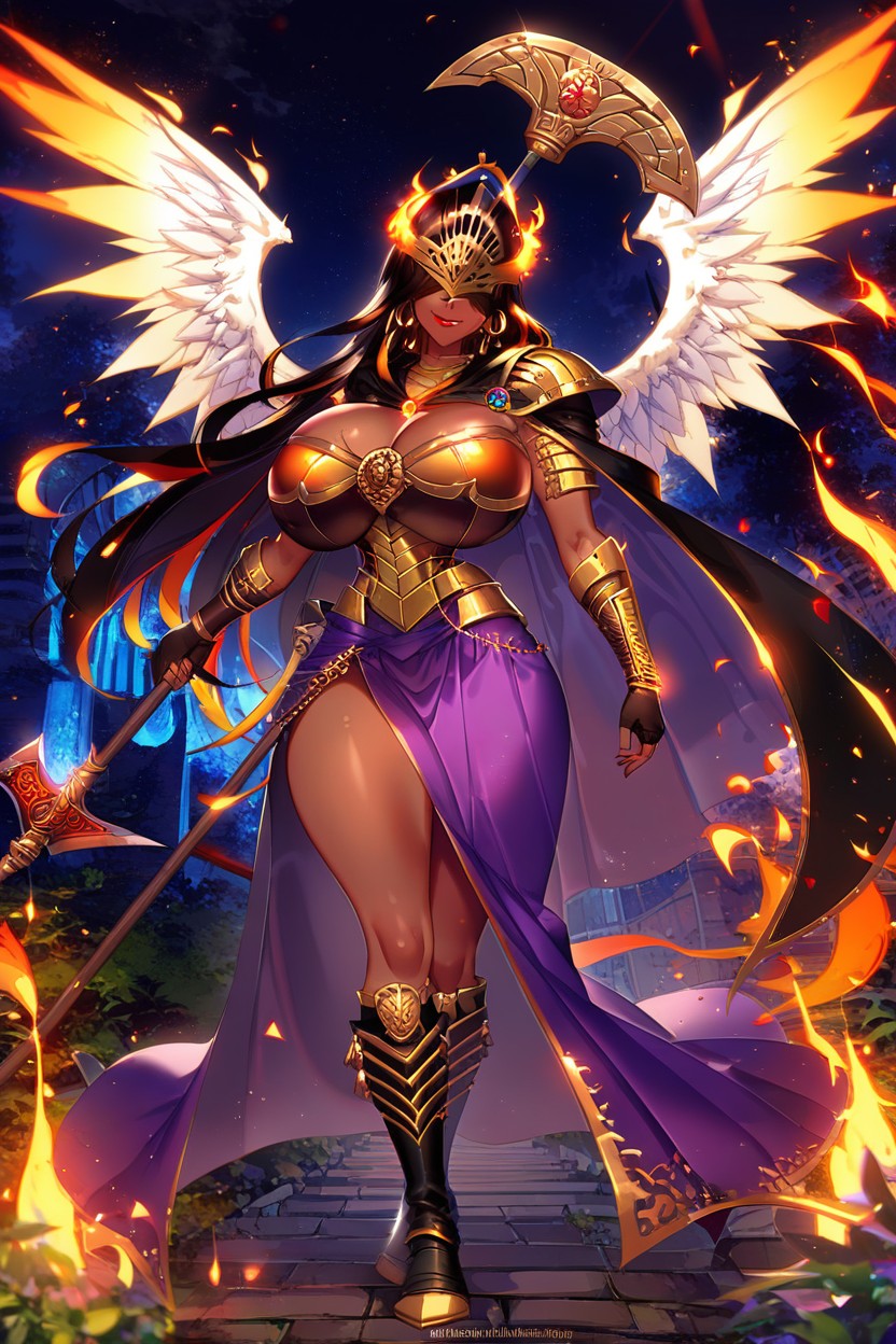 Forest, Female Knight, Gold Bracelets Ebony AI Porn