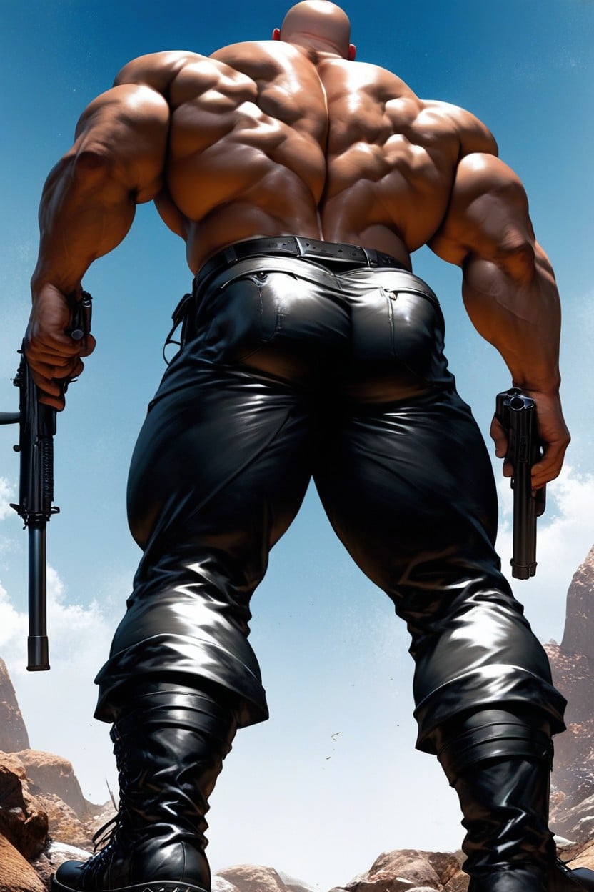Rear View Showing Muscular, He Is Masculine, Rugged 게이 AI 야짤