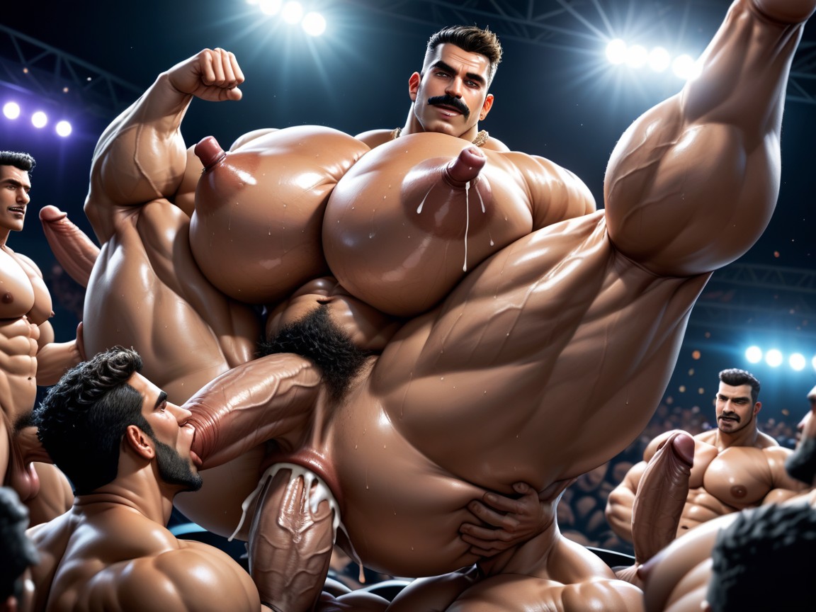 Massive Ass, Big Pecs, Hyper Bulky Tanned Skin AI Gay Porn